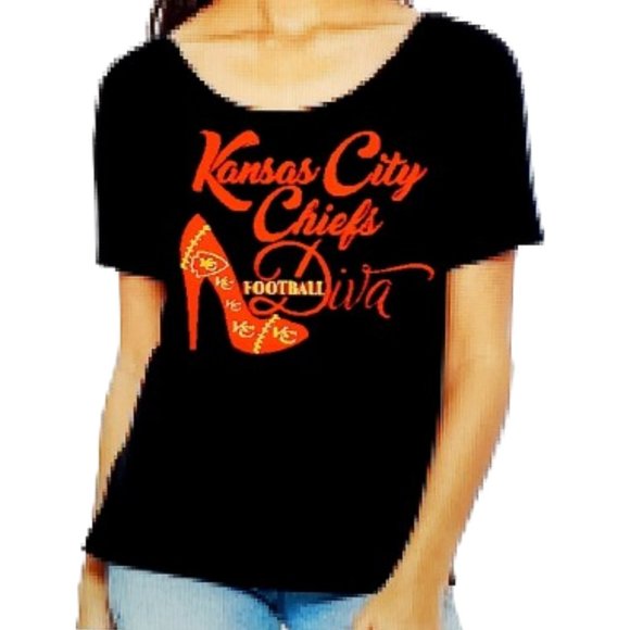 Kansas City Football Diva Black Slouchy Tee. - Picture 2 of 2